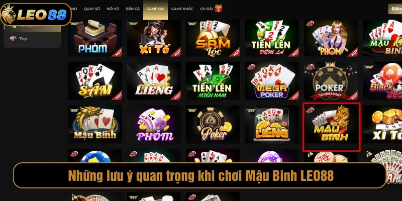 Luật Chơi Mậu Binh LEO88 Chi Tiết Cho Tân Thủ Những lưu ý quan trọng khi chơi Mậu Binh LEO88
