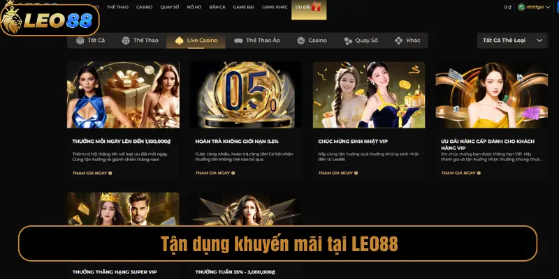 Tận dụng khuyến mãi tại LEO88